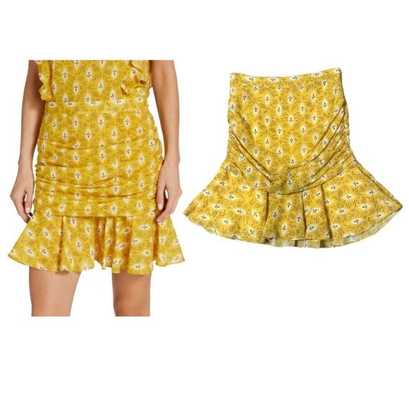 Veronica Beard Taras Miniskirt in Yellow Floral Size 0 - Picture 1 of 12